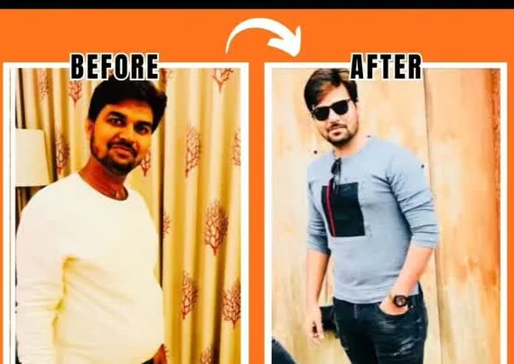 Harish, a business owner, before and after three months of training at S R Gym