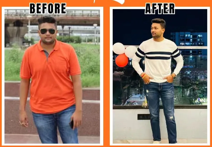 Kushang, a working professional, before and after five months of training at S R Gym