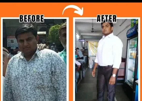 Naresh, a business owner, before and after three months of training at S R Gym