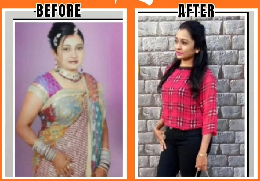 Pooja, a business owner, before and after six months of coaching at S R Gym
